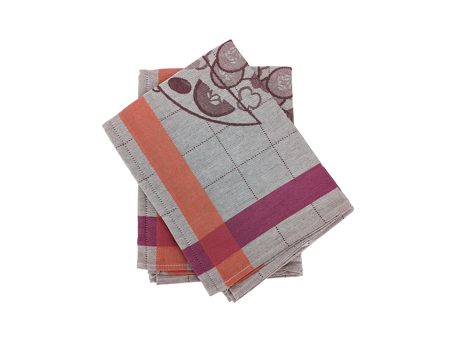 Lot de 2 torchons de cuisine 50x70 cm coton SALAD motif thème salade rose