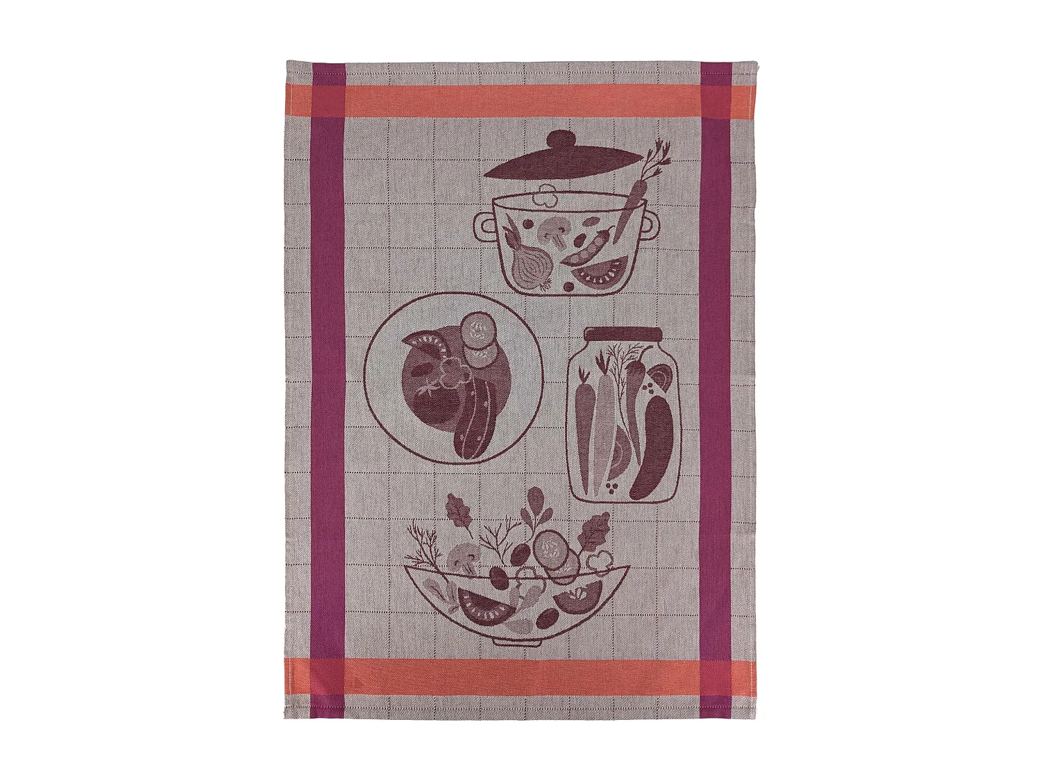 Lot de 2 torchons de cuisine 50x70 cm coton SALAD motif thème salade rose