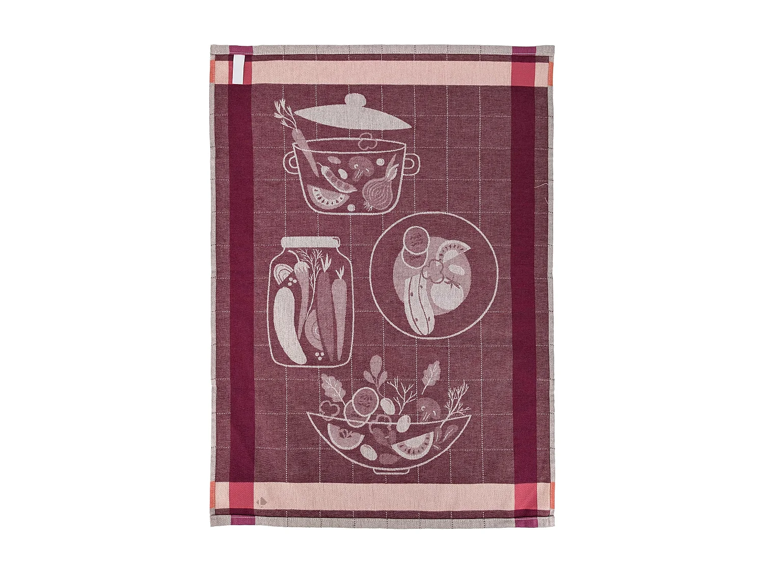 Lot de 2 torchons de cuisine 50x70 cm coton SALAD motif thème salade rose