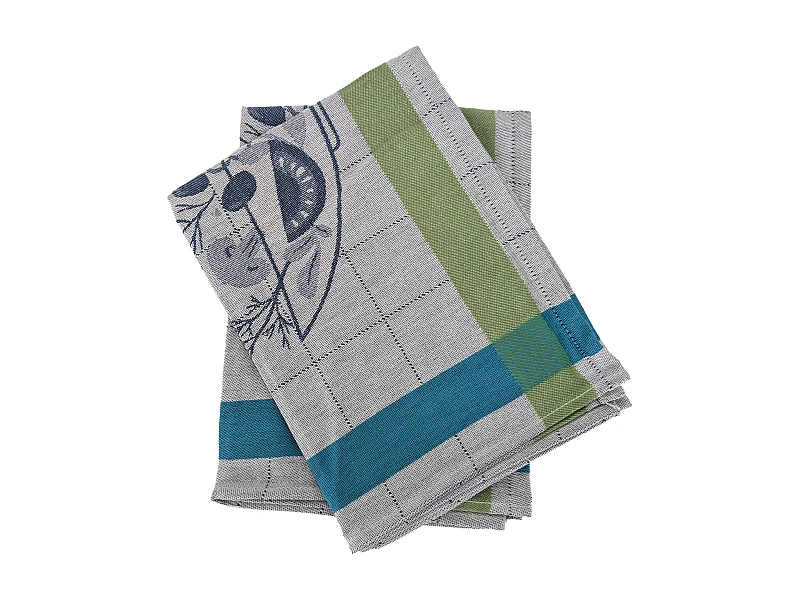 Lot de 2 torchons de cuisine 50x70 cm coton SALAD motif thème salade vert