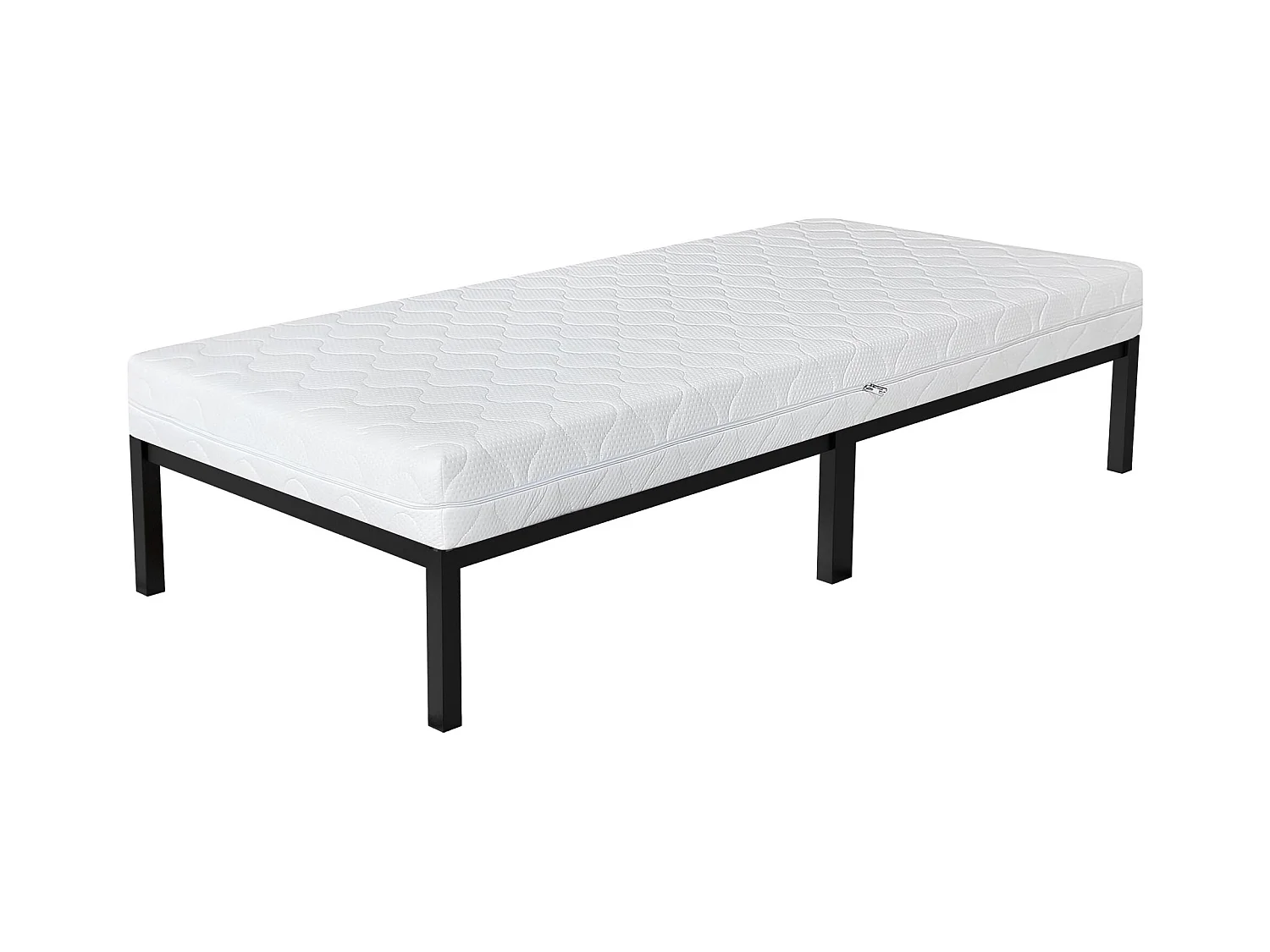 Letto singolo in metallo telaio in acciaio nero con materasso a schiuma 90x200cm
