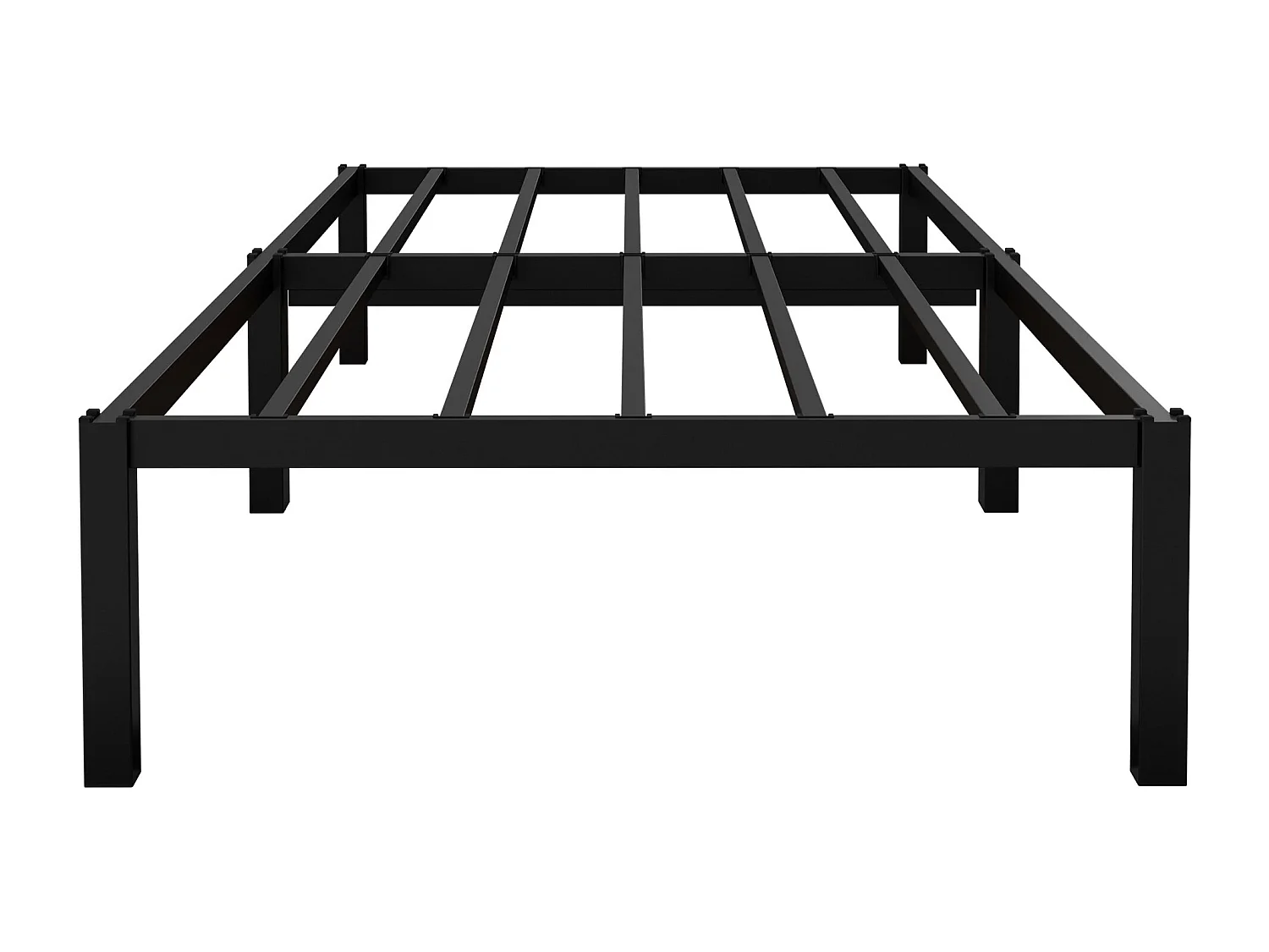 Cadre de lit métal noir avec matelas H:16 cm sommier à lattes intégré 90x200 cm