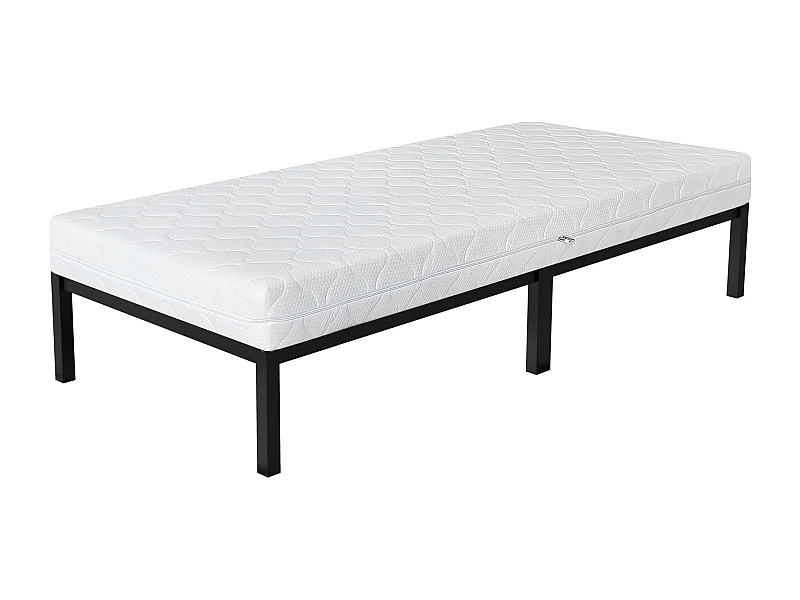 Letto singolo in metallo telaio in acciaio nero con materasso a schiuma 90x200cm