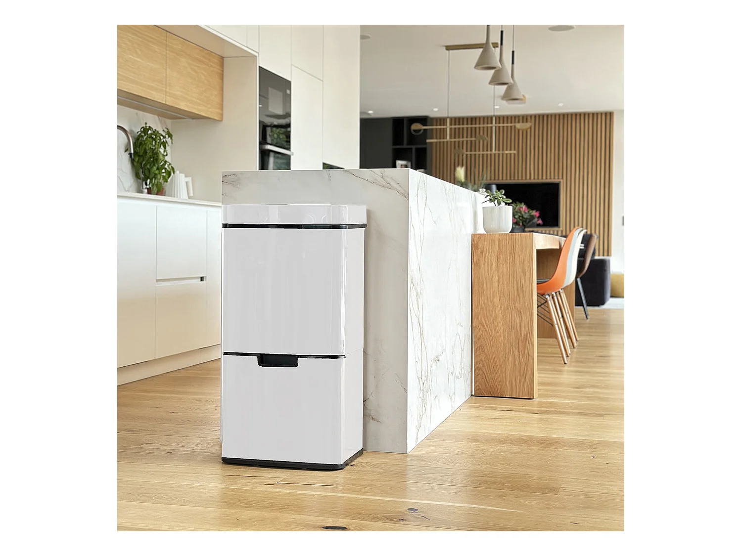 Poubelle De Cuisine Automatique NARVIK Blanc Acier inoxydable 75 L