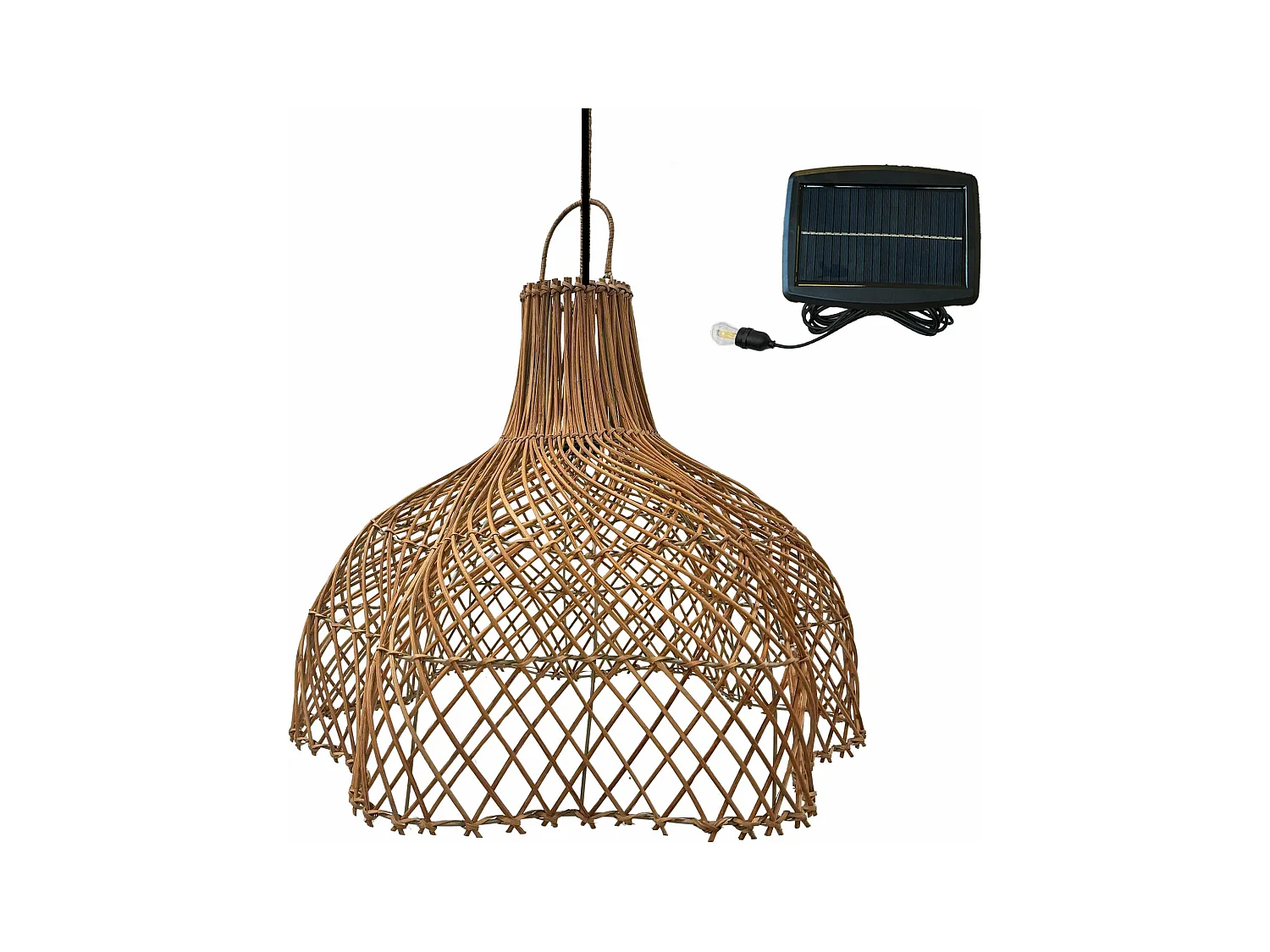 Suspension solaire bohème ARIA Marron Rotin D60 cm