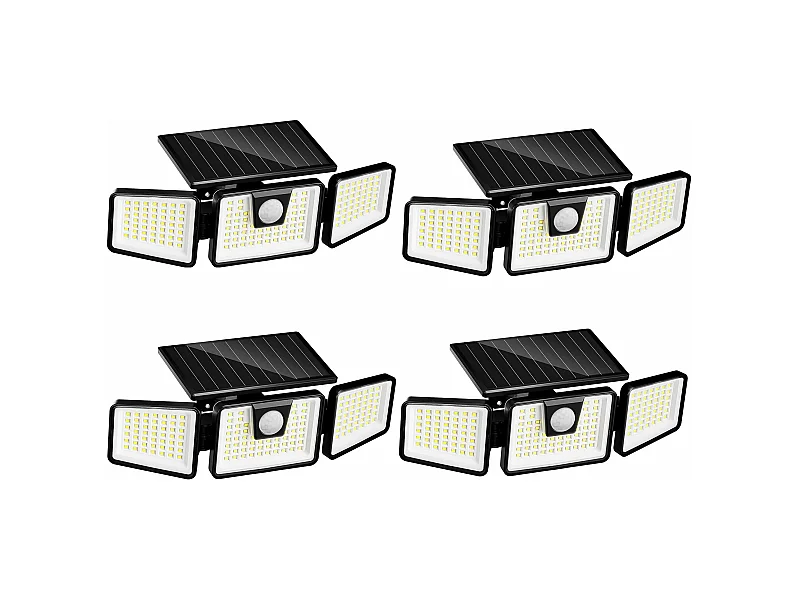 Lot de 4 spots solaires avec détecteur FALCON Noir Plastique 800LM
