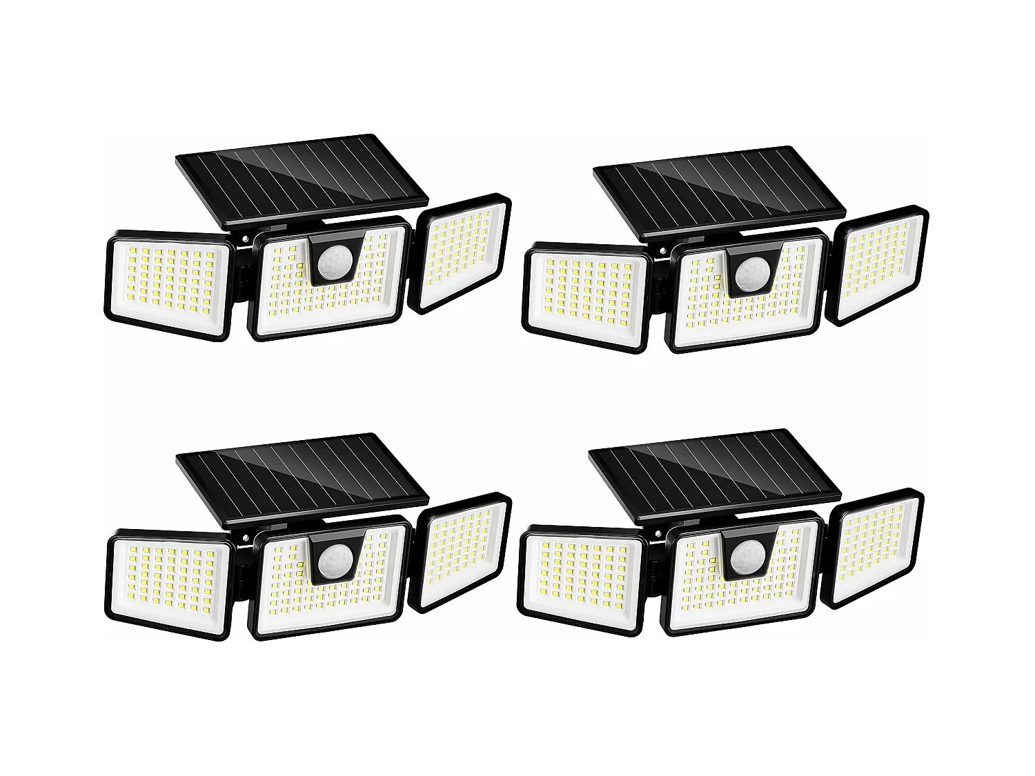 Lot de 4 spots solaires avec détecteur FALCON Noir Plastique 800LM