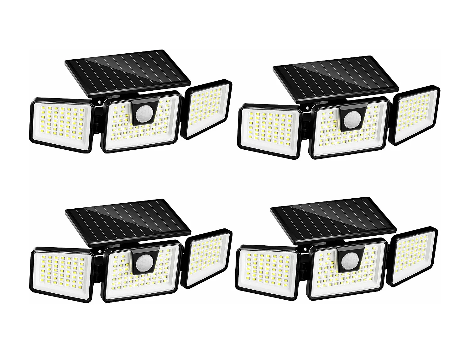Lot de 4 spots solaires avec détecteur FALCON Noir Plastique 800LM