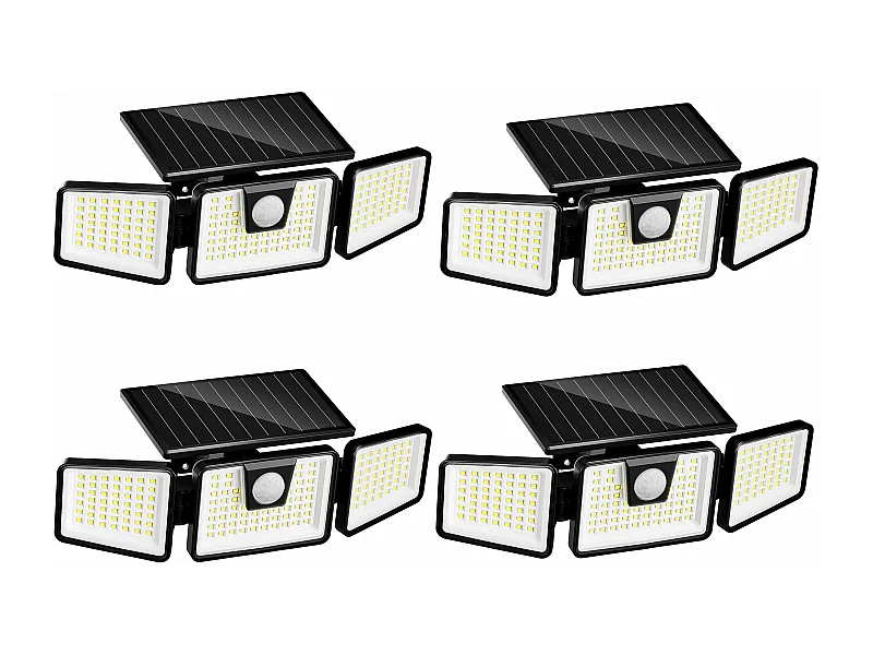 Lot de 4 spots solaires avec détecteur FALCON Noir Plastique 800LM