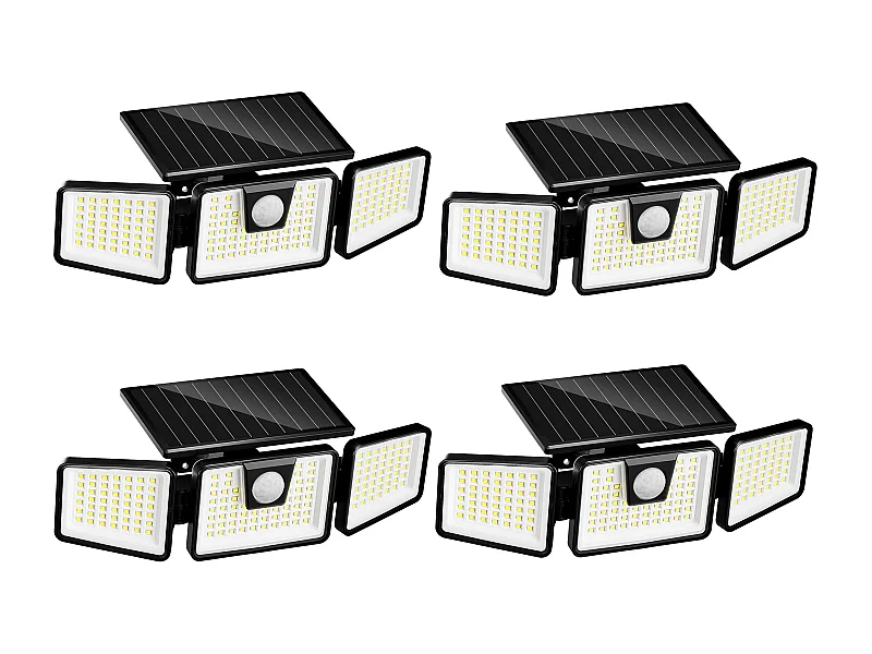 Lot de 4 Projecteurs Solaires sensor FALCON Noir Plastique 700LM