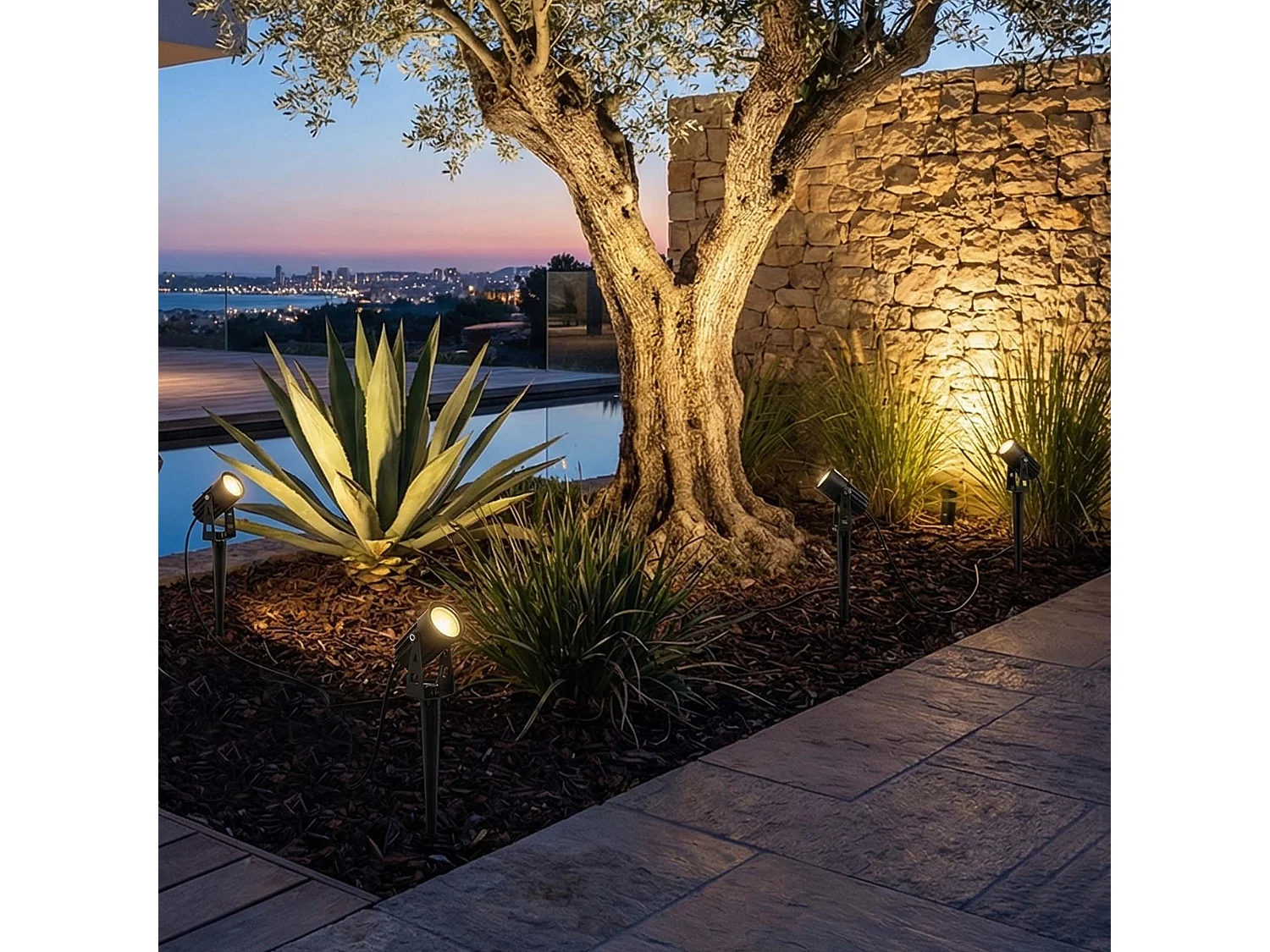4 Spots solaires connectés ROUNDY Blanc chaud 200LM