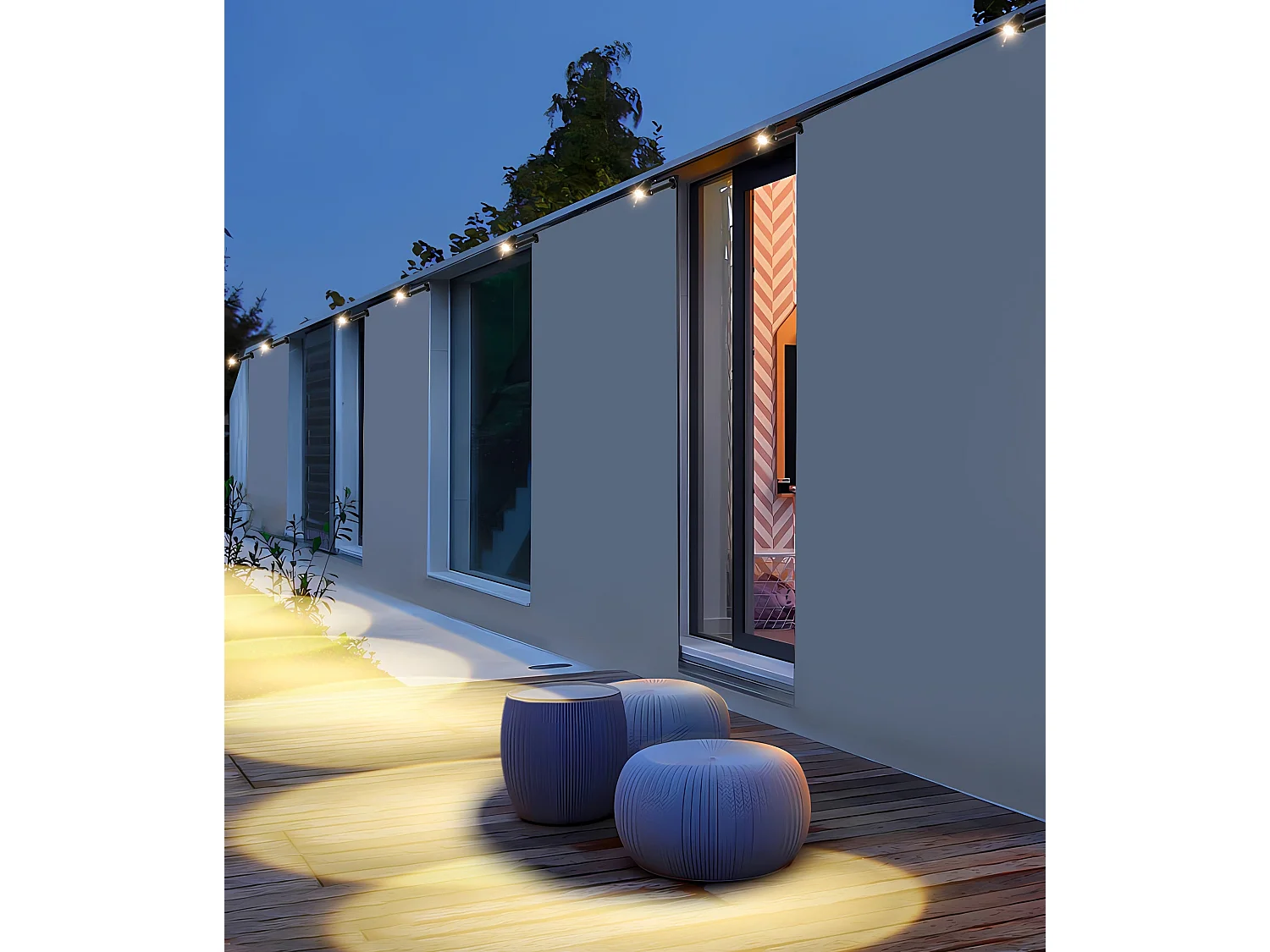 Lot de 8 Spots solaires LED MINI ROUNDY Noir Plastique H27cm