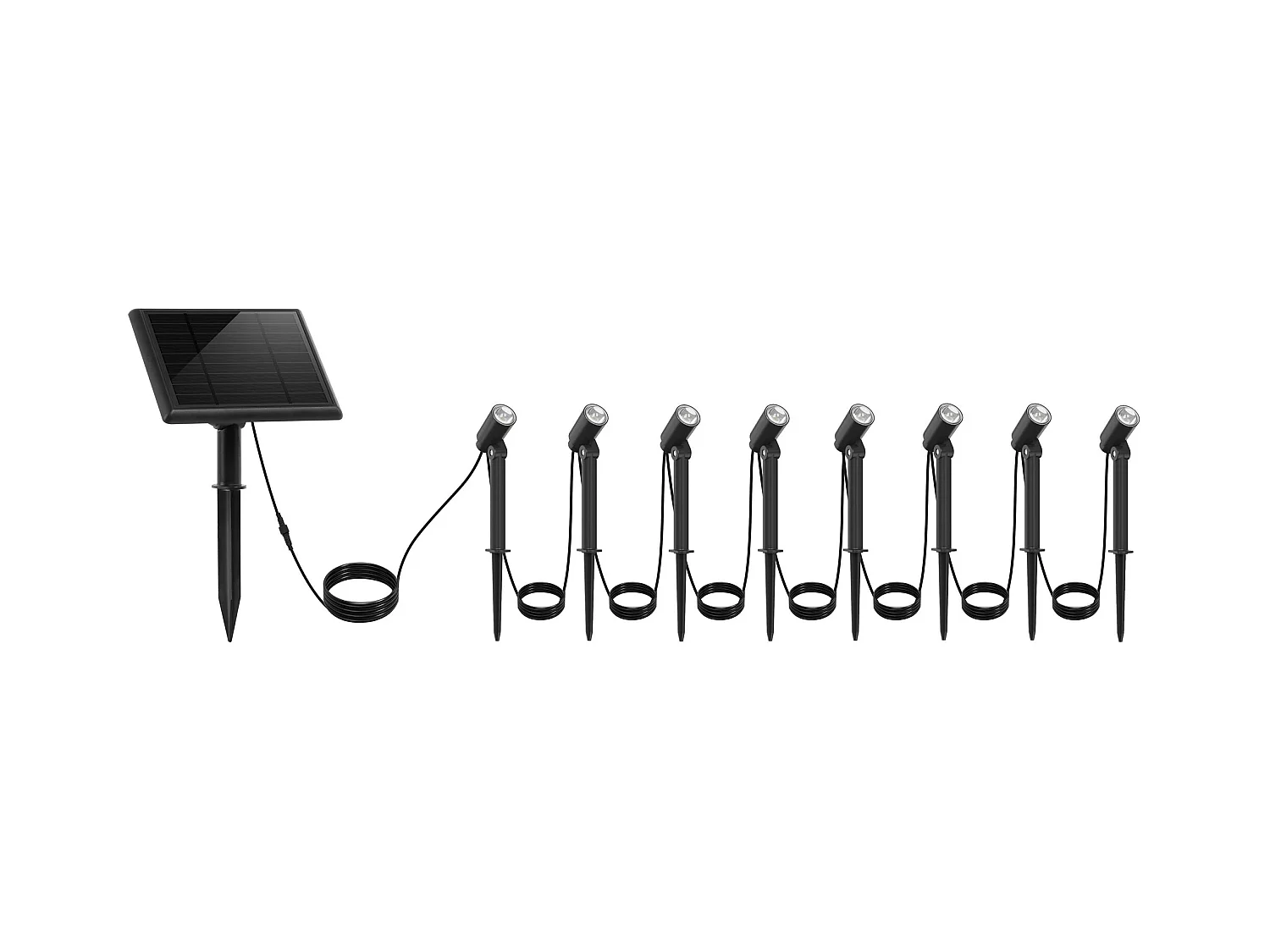 Lot de 8 Spots solaires LED MINI ROUNDY Noir Plastique H27cm