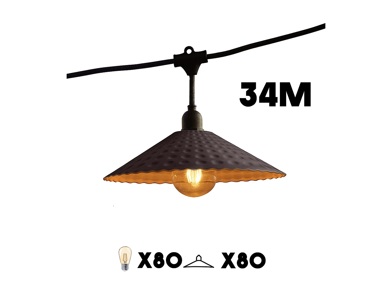 Guirlande connectable VINTY 80 ampoules E27 34M