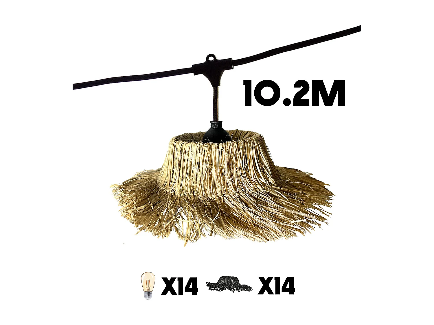 Guirlande connectable TAHITI 14 ampoules E27 10.2M