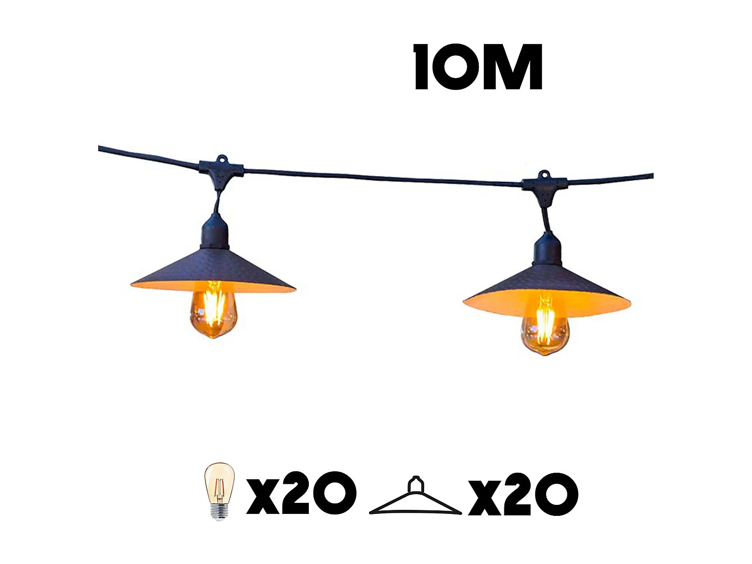 Lot de 2 guirlandes VINTY Noir Acier 6M