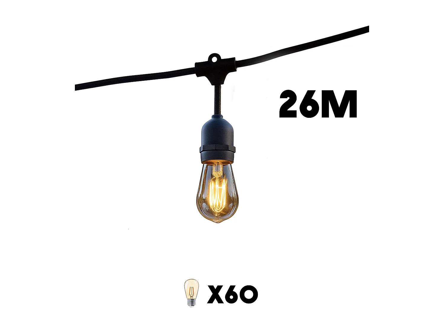 Lot de 6 guirlandes MAFY Noir caoutchouc 6M