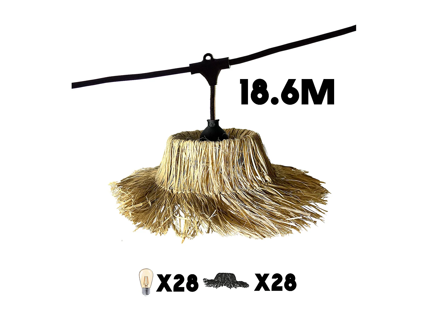 Lot de 4 guirlandes TAHITI Beige Paille 6M