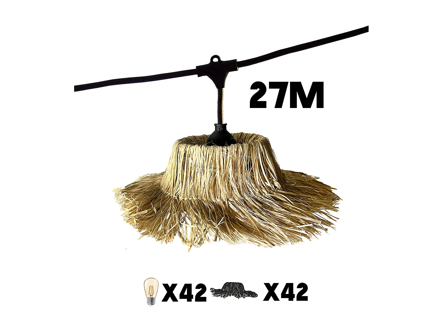 Lot de 6 guirlandes TAHITI Beige Paille 6M