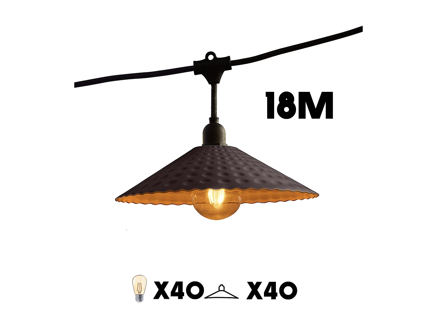 Lot de 4 guirlandes VINTY Noir Acier 6M