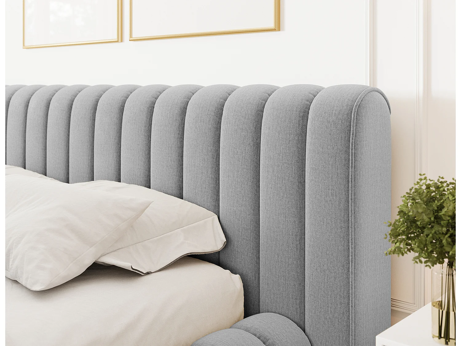 Bett Joya L (180x200)/Stoffbezug-Bouclé/Beige