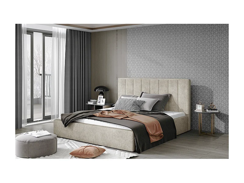 Letto Yanno XL-200x200/Tessuto/Beige