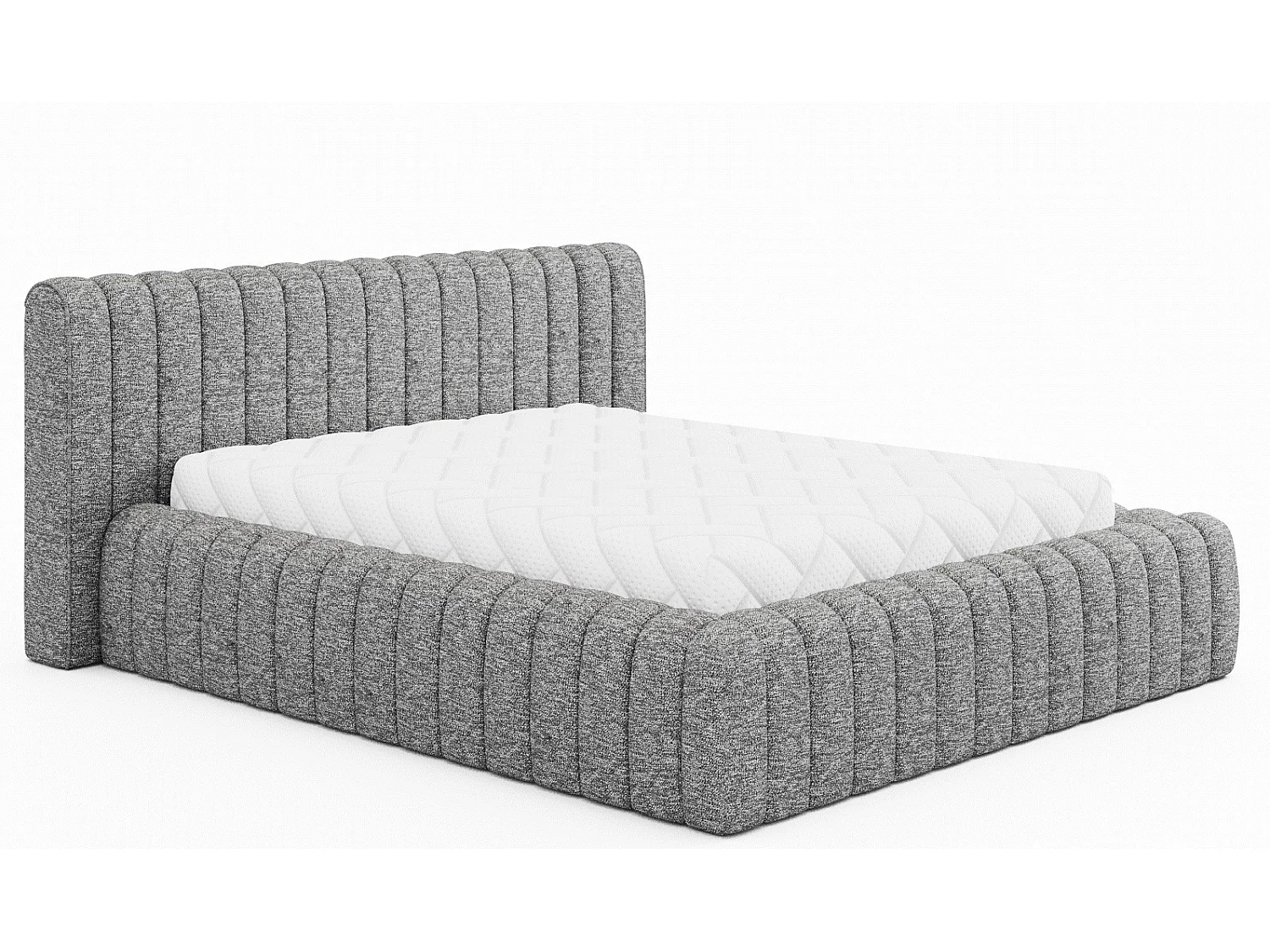 Lit coffre Madera prestige – Revêtement tissu tapissé-Couleur Gris chiné-140x200