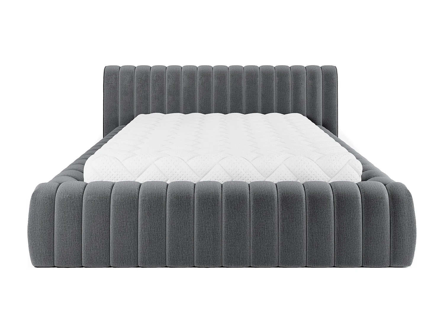 Lit coffre Madera prestige – Revêtement tissu tapissé-Couleur Gris foncé-140x200