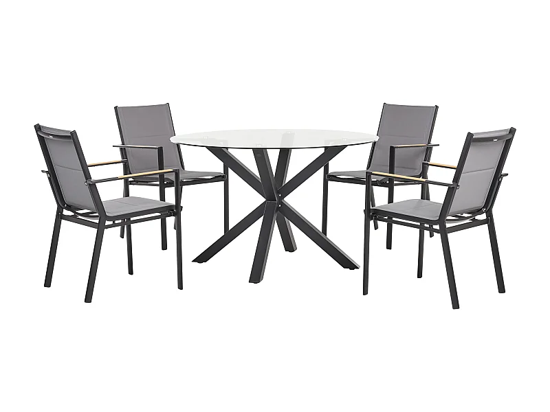 Tuinset 4-zitter MALETTO/BUSSETO Glas Zwart