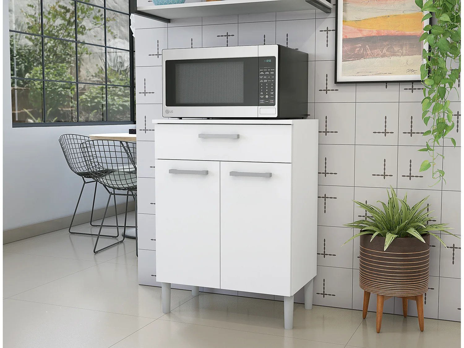 Armario Hogar 2 Puertas - 1 Cajón 84X61X39 Blanco