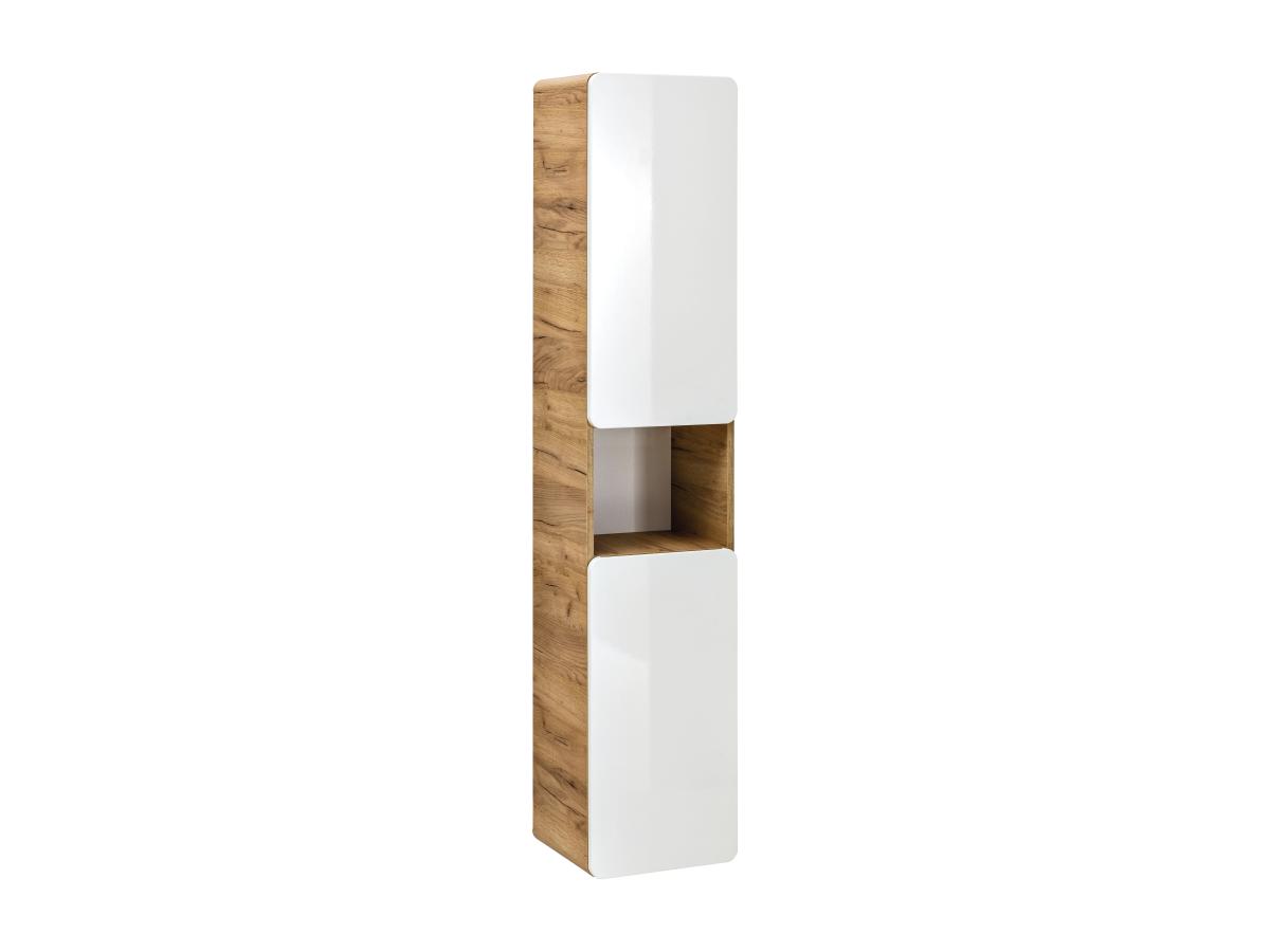 Badhochschrank - Holzfarben & Weiß - 35 x 32 x 170 cm - ARUBA günstig online kaufen