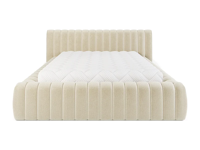 Lit coffre Madera prestige – Revêtement tissu tapissé-Couleur Beige clair-180x200