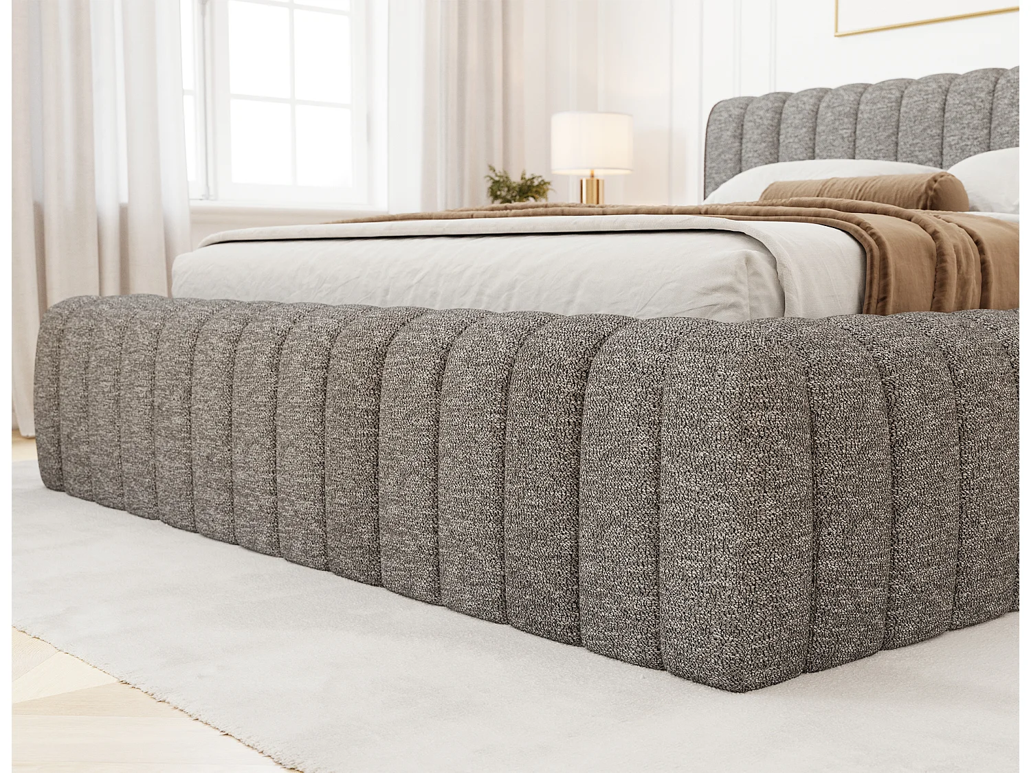 Letto Joya M (160x200)/Tessuto/Grigio