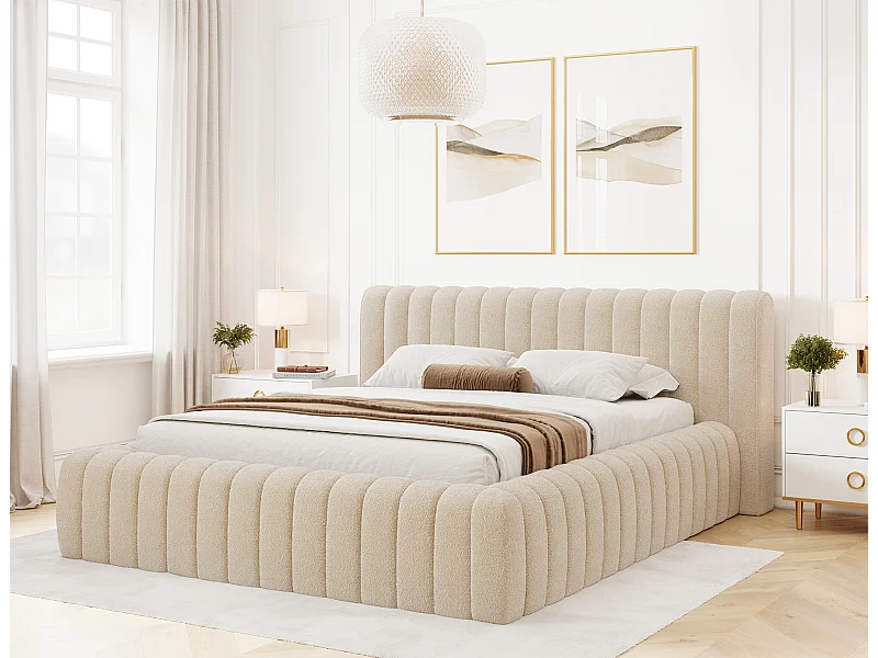 Letto Joya M (160x200)/Tessuto-Bouclé/Beige