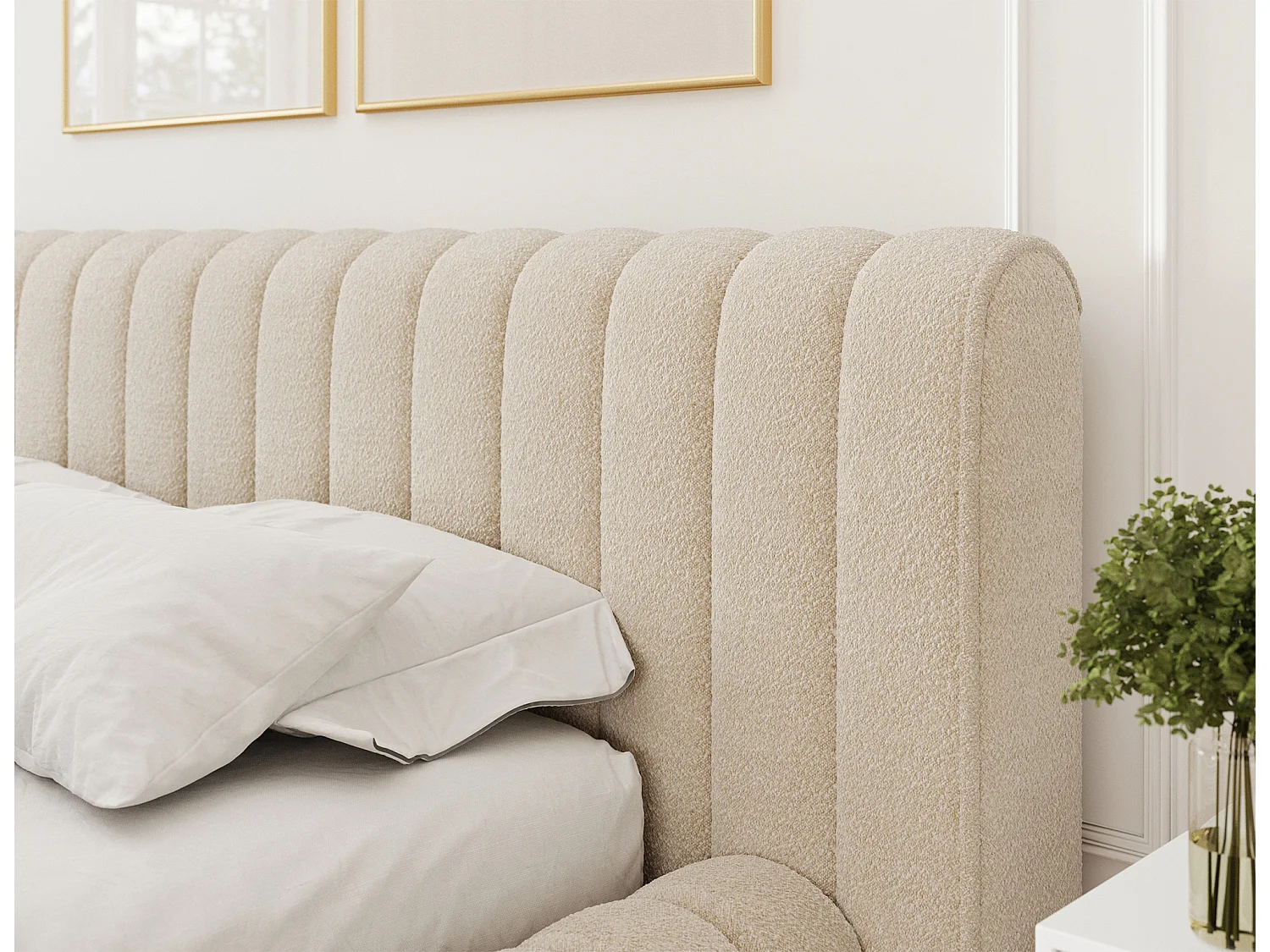 Letto Joya S (140x200)/Tessuto-Bouclé/Grigio