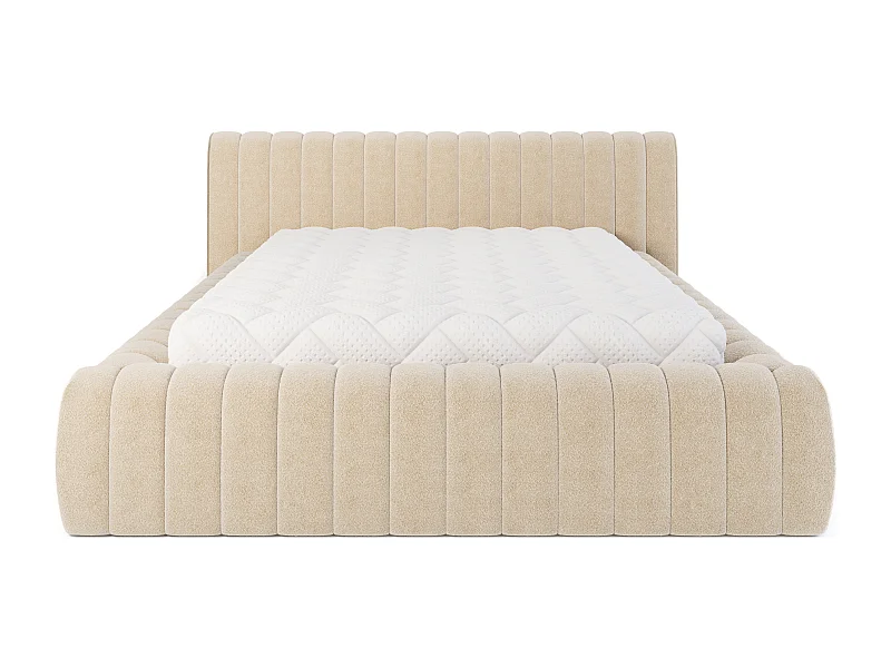 Lit coffre Madera prestige – Revêtement tissu tapissé-Couleur Beige-140x200