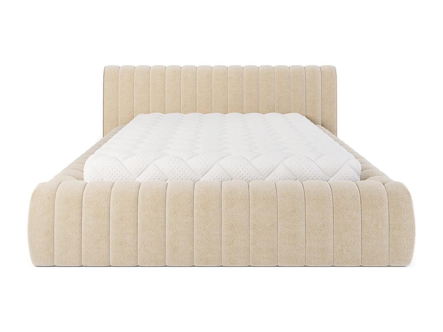 Lit coffre Madera prestige – Revêtement tissu tapissé-Couleur Beige-140x200