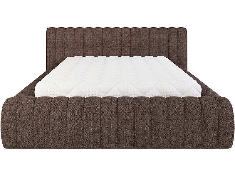 Lit coffre Madera prestige – Revêtement tissu tapissé-Couleur Marron-140x200