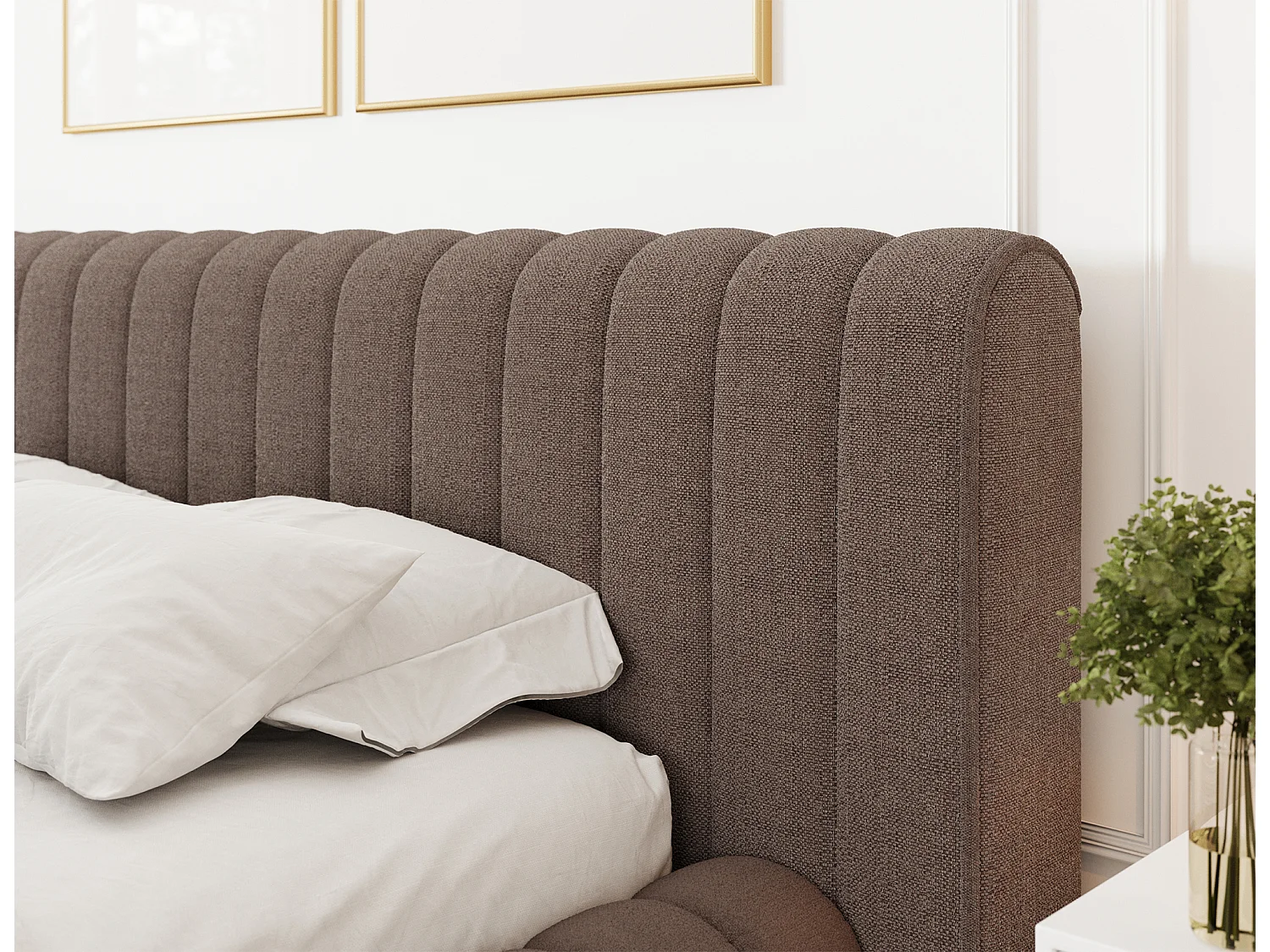 Lit coffre Madera prestige – Revêtement tissu tapissé-Couleur Marron-140x200