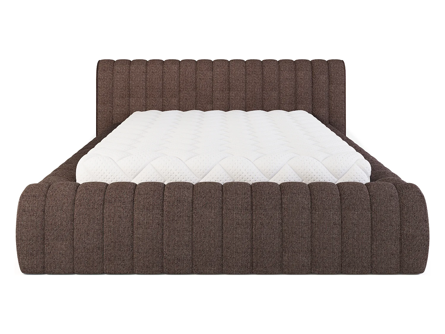 Lit coffre Madera prestige – Revêtement tissu tapissé-Couleur Marron-140x200