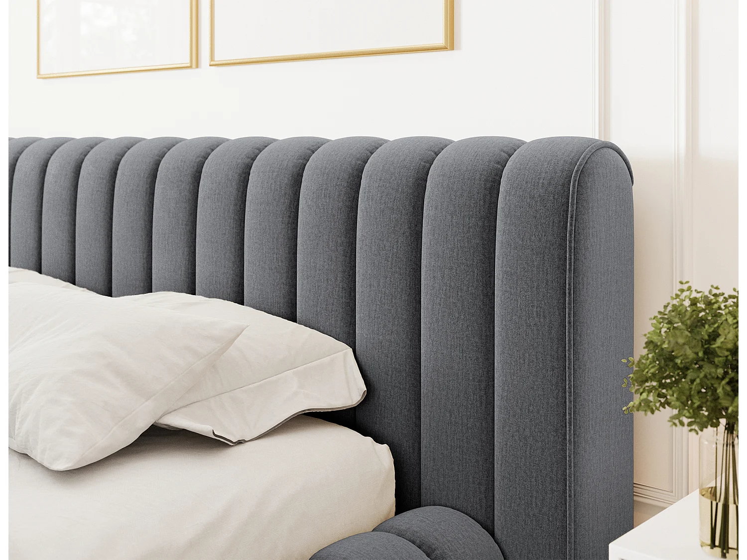 Bett Joya L (180x200)/Stoffbezug/Anthrazit