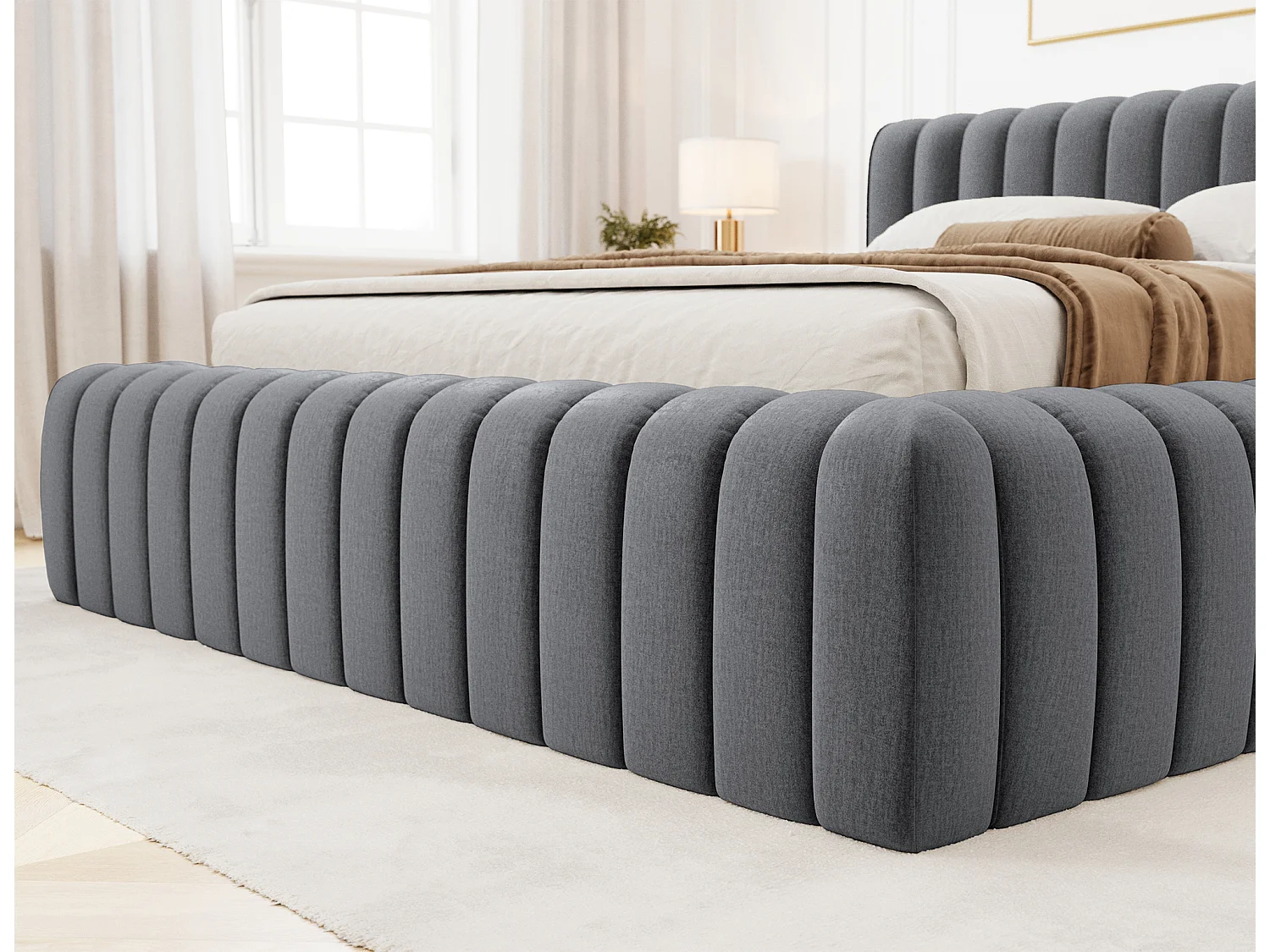 Bett Joya L (180x200)/Stoffbezug/Anthrazit