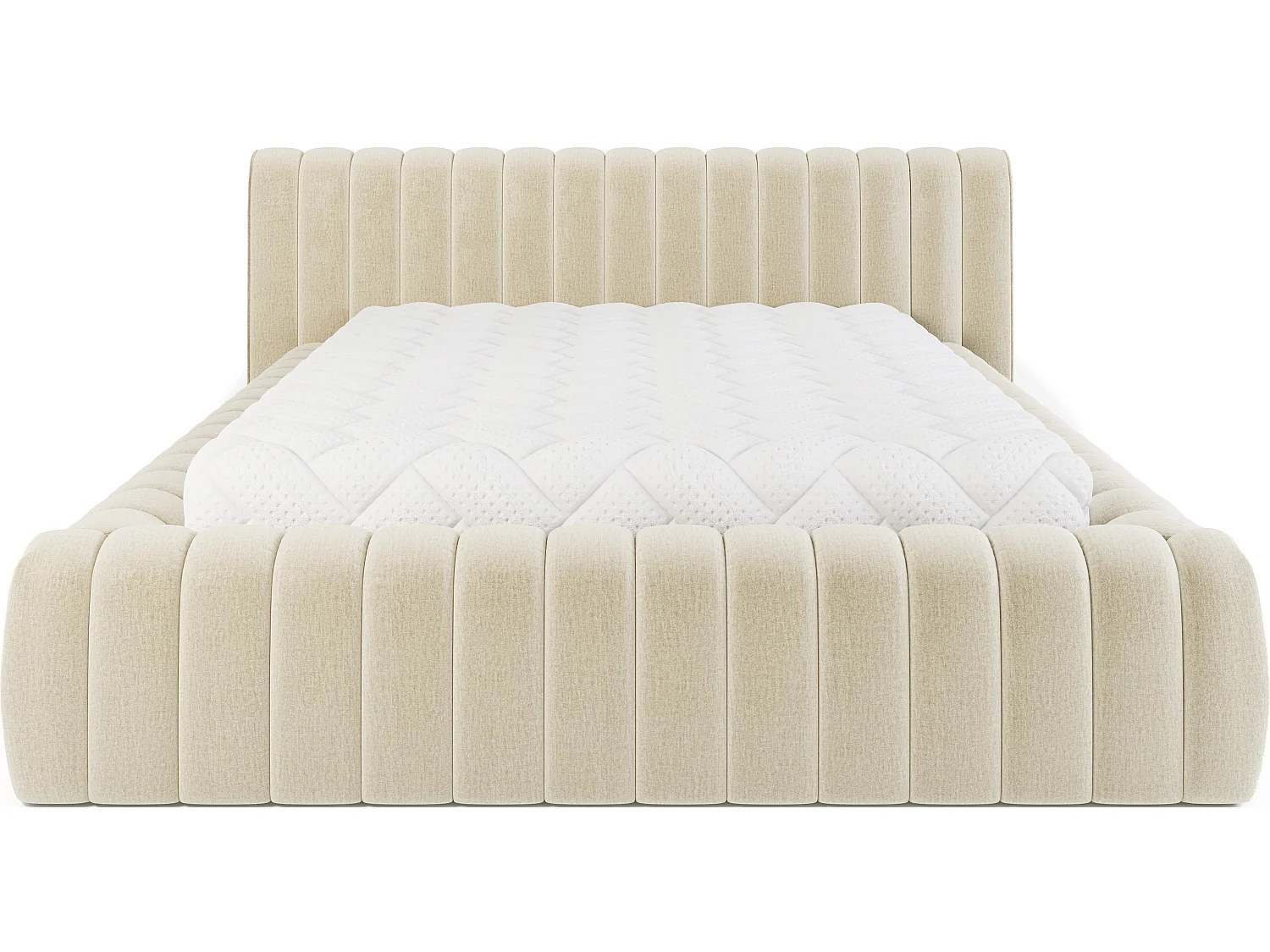 Lit coffre Madera prestige – Revêtement tissu tapissé-Couleur Beige clair-140x200