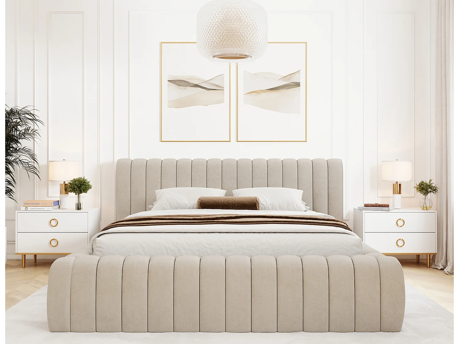 Bett Joya S (140x200)/Stoffbezug/Beige