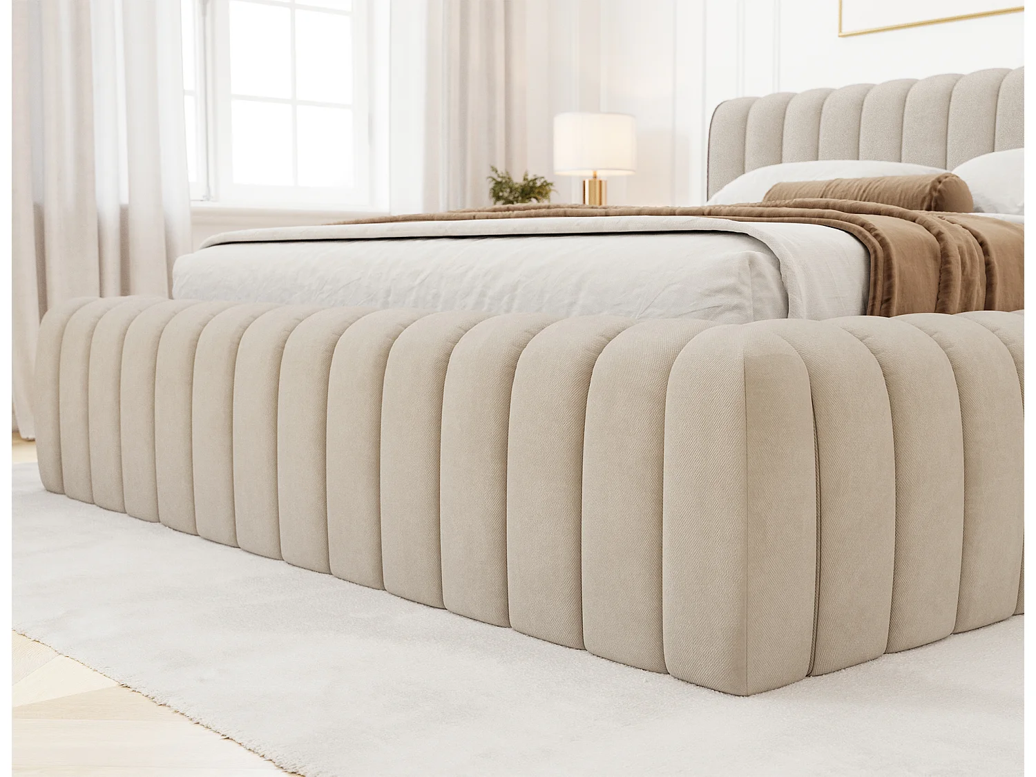 Bett Joya S (140x200)/Stoffbezug/Beige