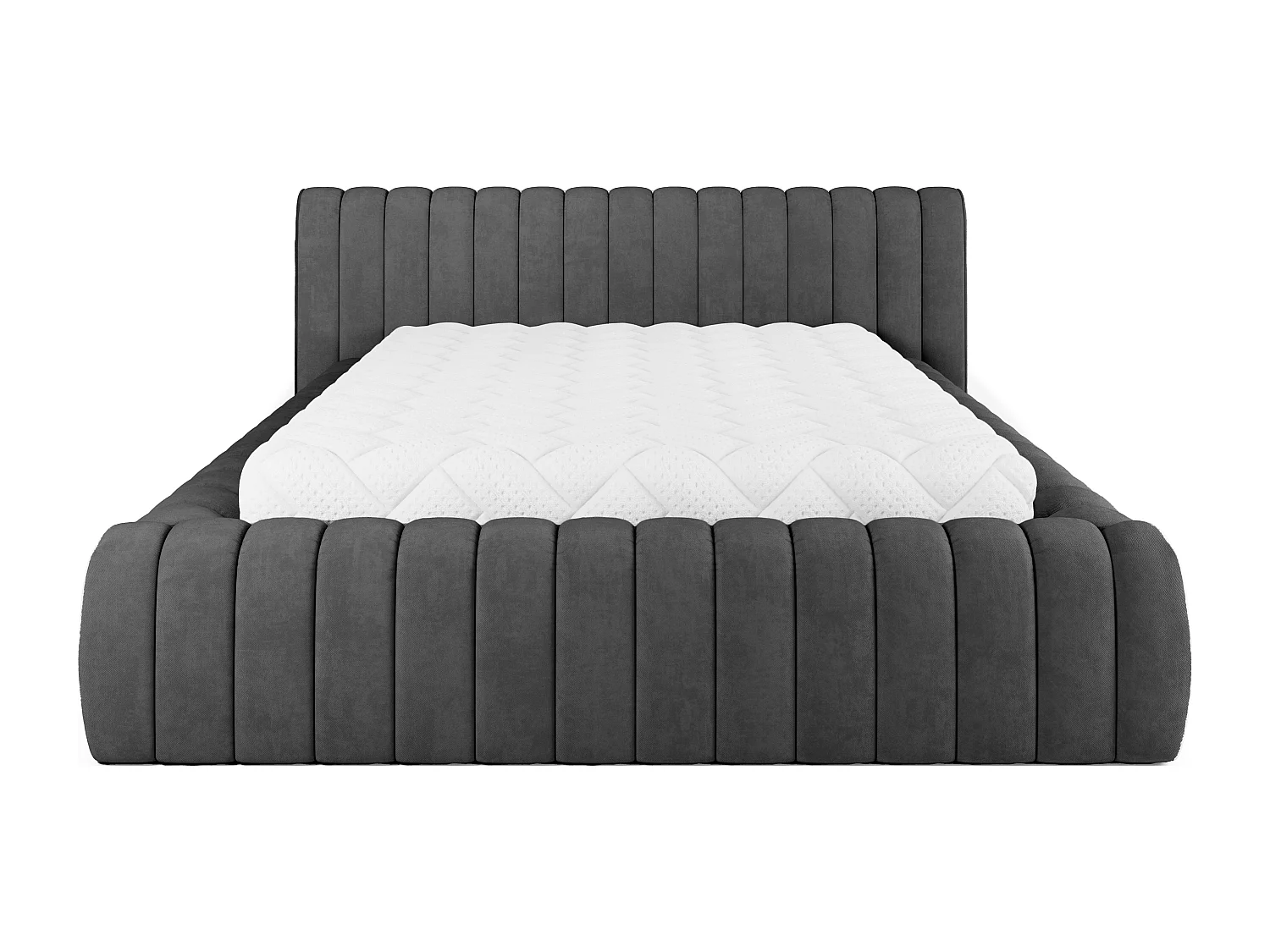 Lit coffre Madera prestige – Revêtement tissu tapissé-Couleur Gris anthracite-140x200