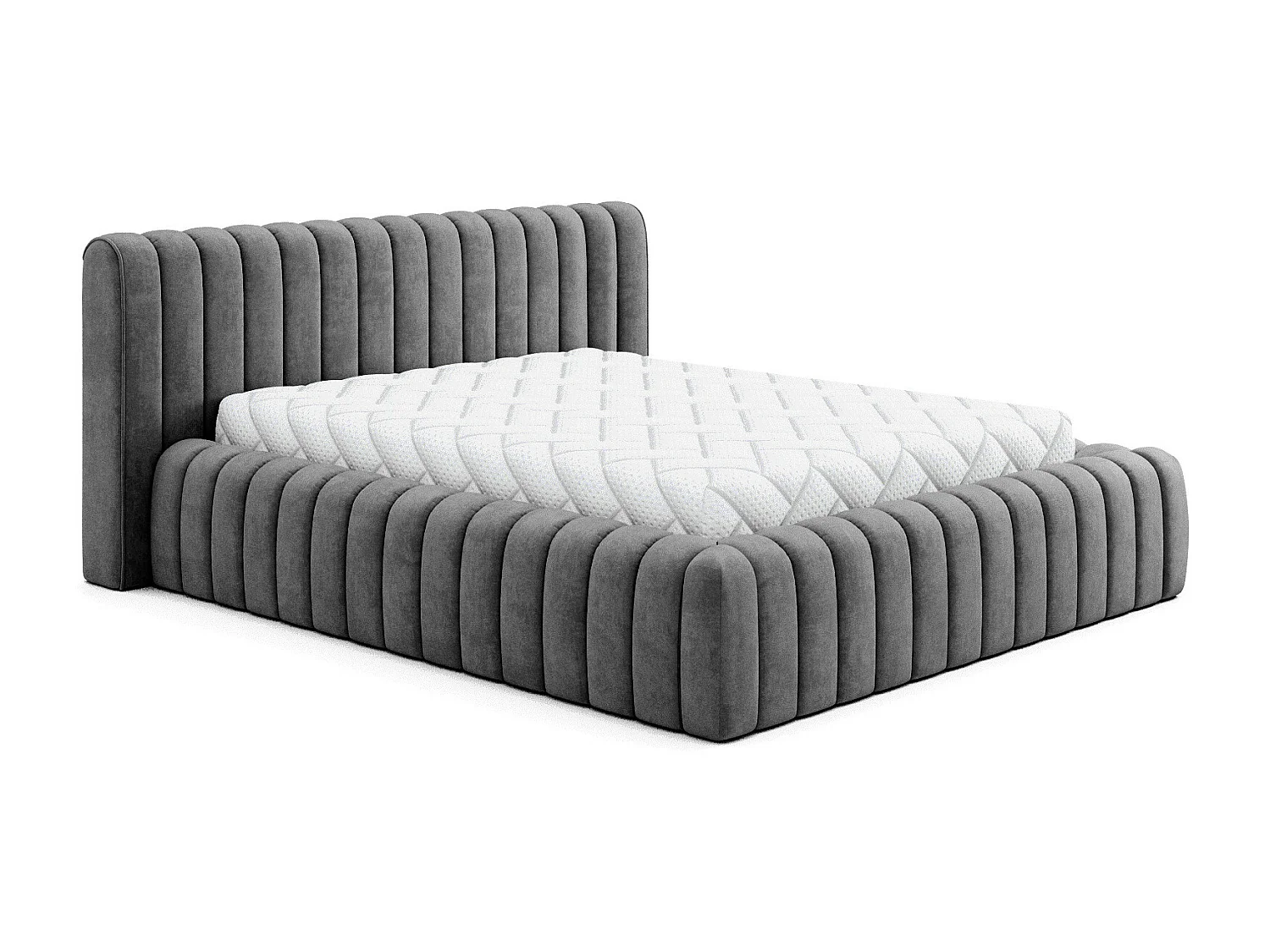 Lit coffre Madera prestige – Revêtement tissu tapissé-Couleur Gris anthracite-140x200