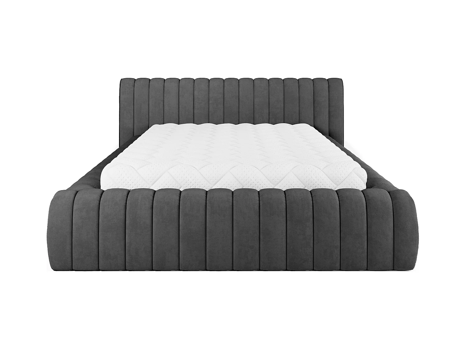 Lit coffre Madera prestige – Revêtement tissu tapissé-Couleur Gris anthracite-140x200