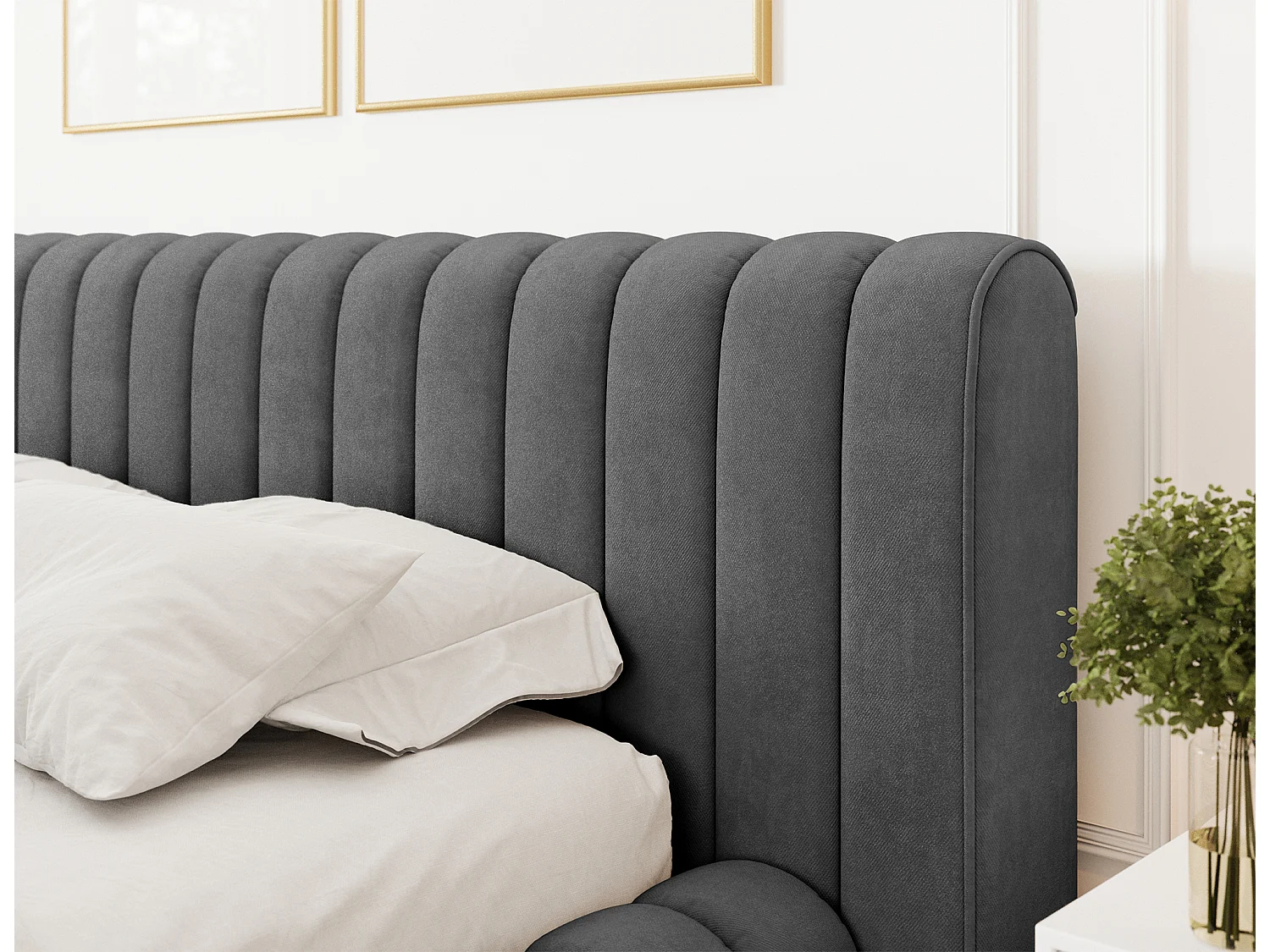 Bett Joya L (180x200)/Stoffbezug/Beige