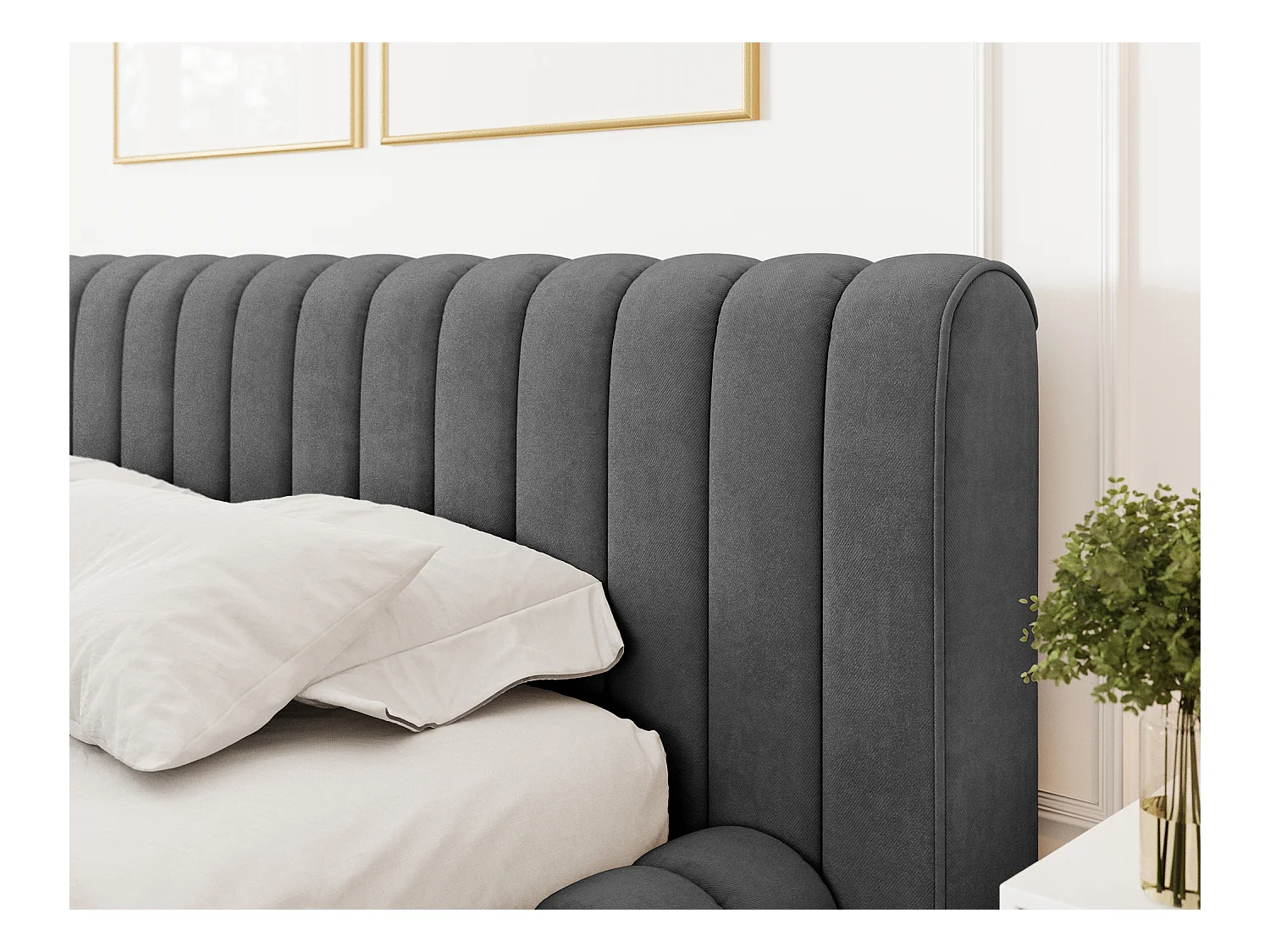 Lit coffre Madera prestige – Revêtement tissu tapissé-Couleur Gris anthracite-160x200